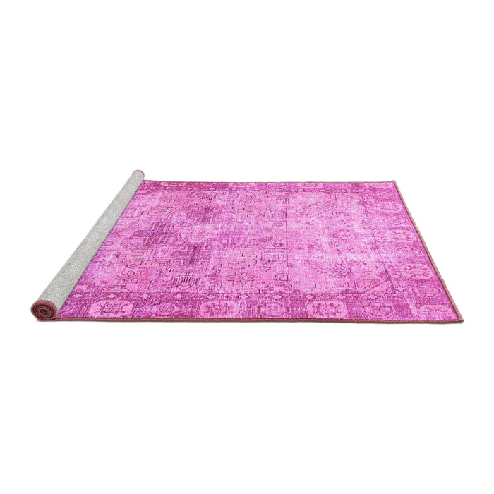 Sideview of Machine Washable Persian Pink Traditional Rug, wshtr4179pnk