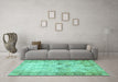 Machine Washable Persian Turquoise Traditional Area Rugs in a Living Room,, wshtr4179turq