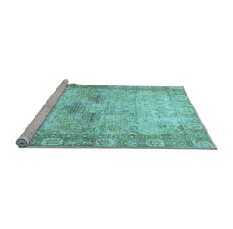 Sideview of Machine Washable Persian Light Blue Traditional Rug, wshtr4179lblu