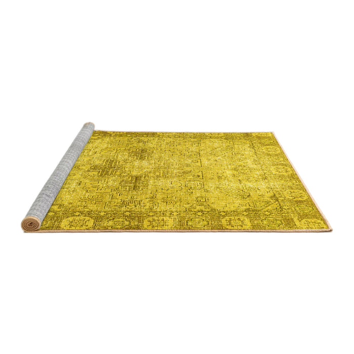 Sideview of Machine Washable Persian Yellow Traditional Rug, wshtr4179yw