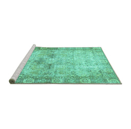 Sideview of Machine Washable Persian Turquoise Traditional Area Rugs, wshtr4179turq
