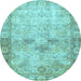 Round Persian Light Blue Traditional Rug, tr4179lblu