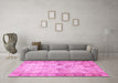 Machine Washable Persian Pink Traditional Rug in a Living Room, wshtr4179pnk