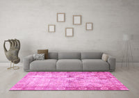 Machine Washable Persian Pink Traditional Rug, wshtr4179pnk