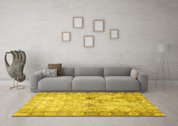 Machine Washable Persian Yellow Traditional Rug in a Living Room, wshtr4179yw