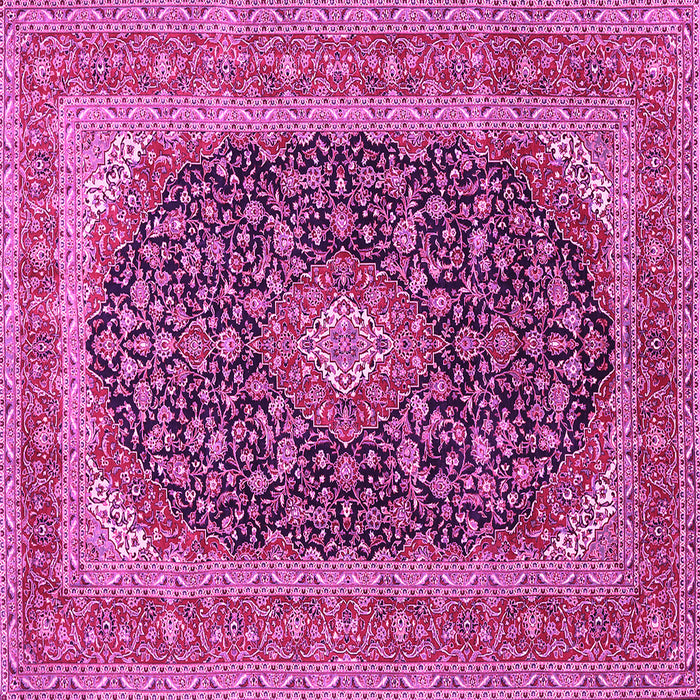 Square Machine Washable Medallion Pink Traditional Rug, wshtr417pnk