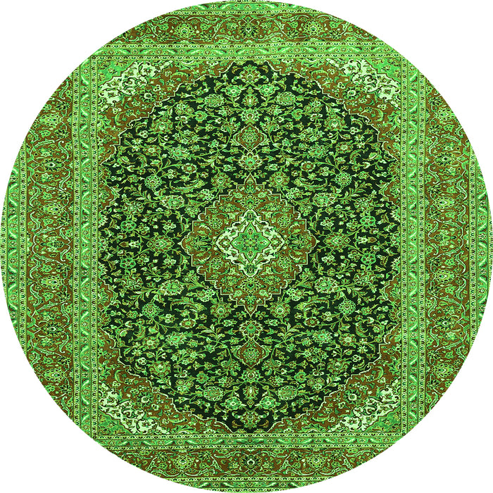 Machine Washable Medallion Green Traditional Area Rugs, wshtr417grn