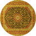 Round Medallion Yellow Traditional Rug, tr417yw