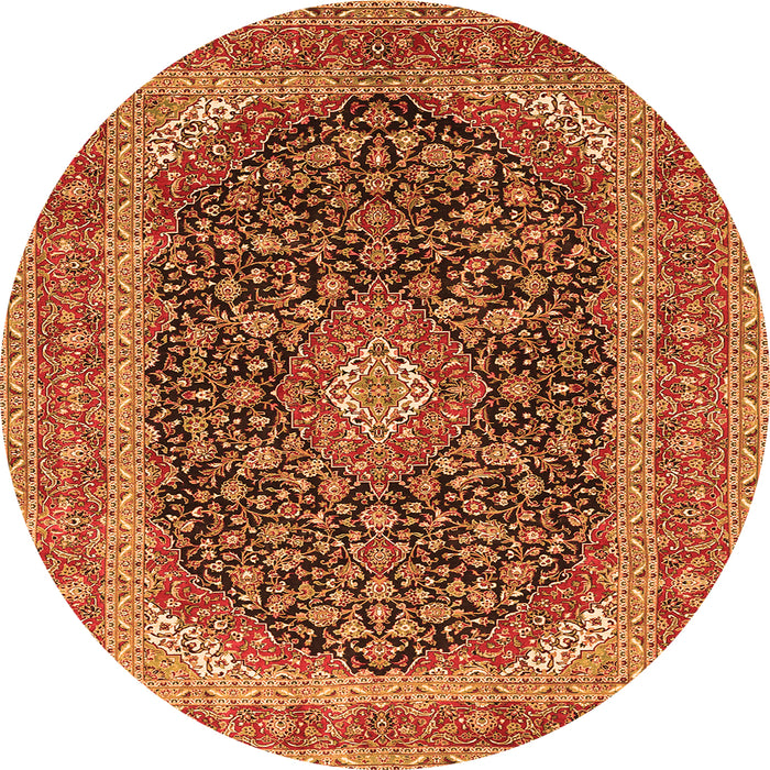 Machine Washable Medallion Orange Traditional Area Rugs, wshtr417org