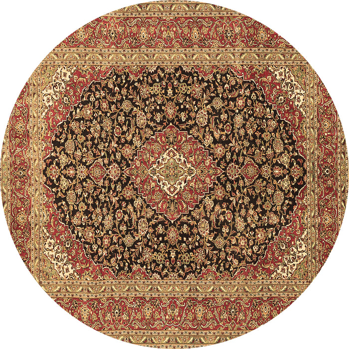 Round Medallion Brown Traditional Rug, tr417brn