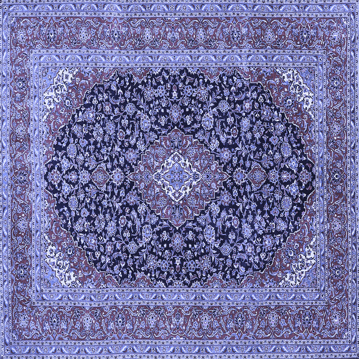 Square Machine Washable Medallion Blue Traditional Rug, wshtr417blu