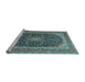 Sideview of Machine Washable Medallion Light Blue Traditional Rug, wshtr417lblu