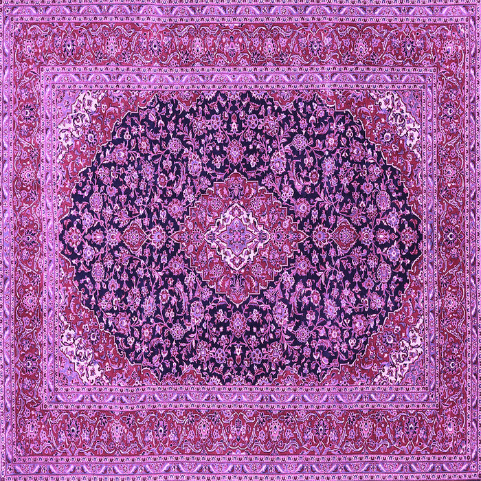 Square Machine Washable Medallion Purple Traditional Area Rugs, wshtr417pur