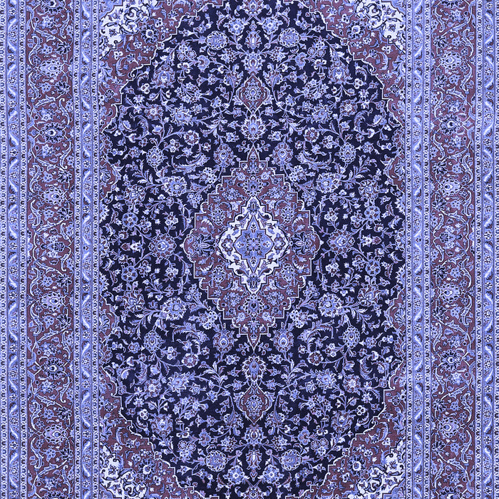 Machine Washable Medallion Blue Traditional Rug, wshtr417blu