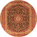 Square Medallion Orange Traditional Rug, tr417org