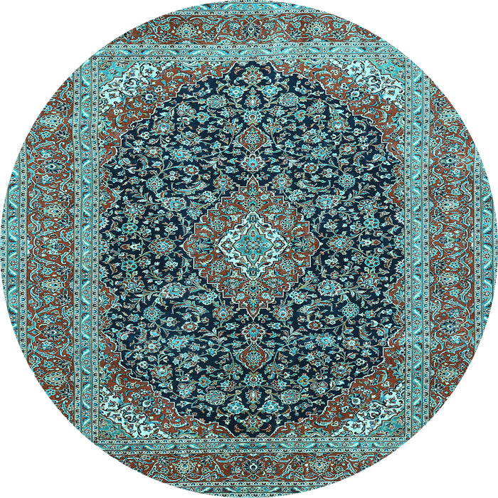 Round Medallion Light Blue Traditional Rug, tr417lblu