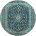 Round Medallion Light Blue Traditional Rug, tr417lblu