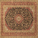 Square Medallion Brown Traditional Rug, tr417brn