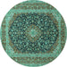 Round Medallion Turquoise Traditional Rug, tr417turq