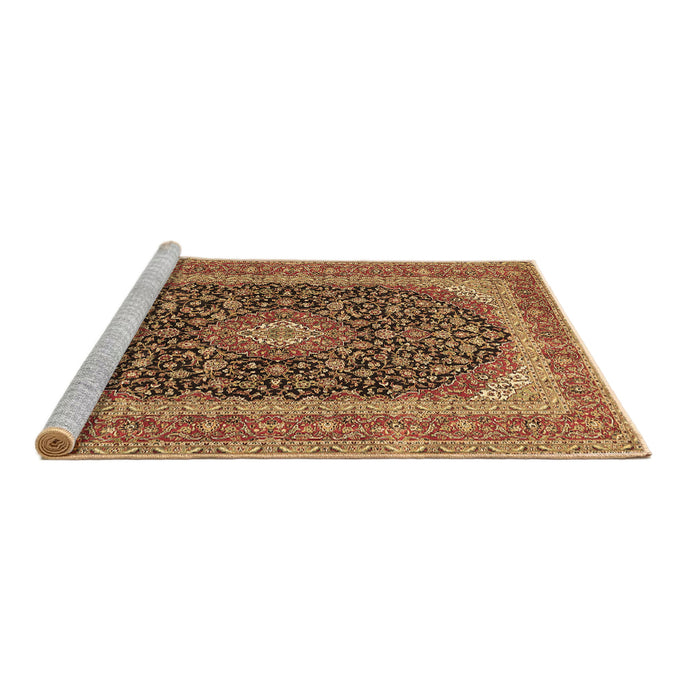 Sideview of Machine Washable Medallion Brown Traditional Rug, wshtr417brn