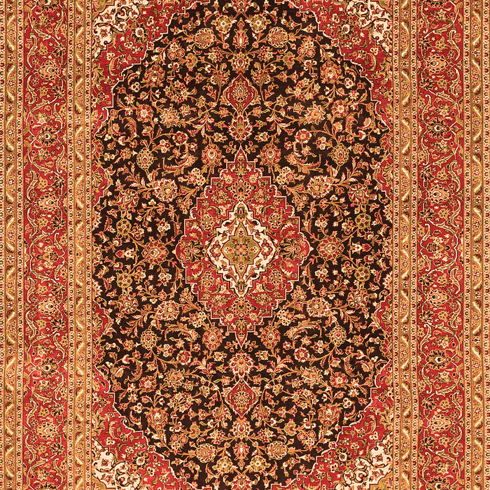 Serging Thickness of Machine Washable Medallion Orange Traditional Area Rugs, wshtr417org