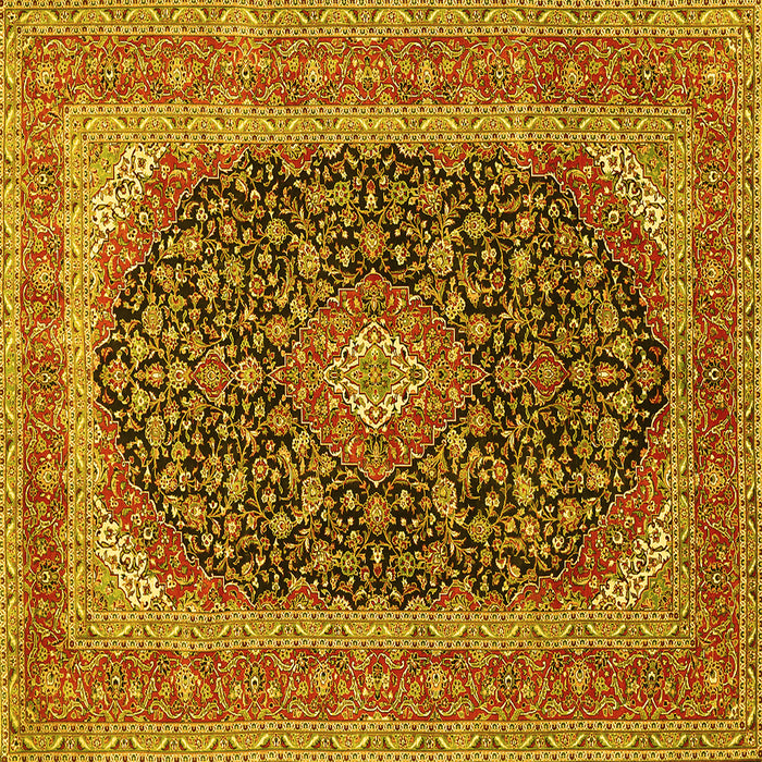 Square Medallion Yellow Traditional Rug, tr417yw