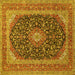 Square Medallion Yellow Traditional Rug, tr417yw