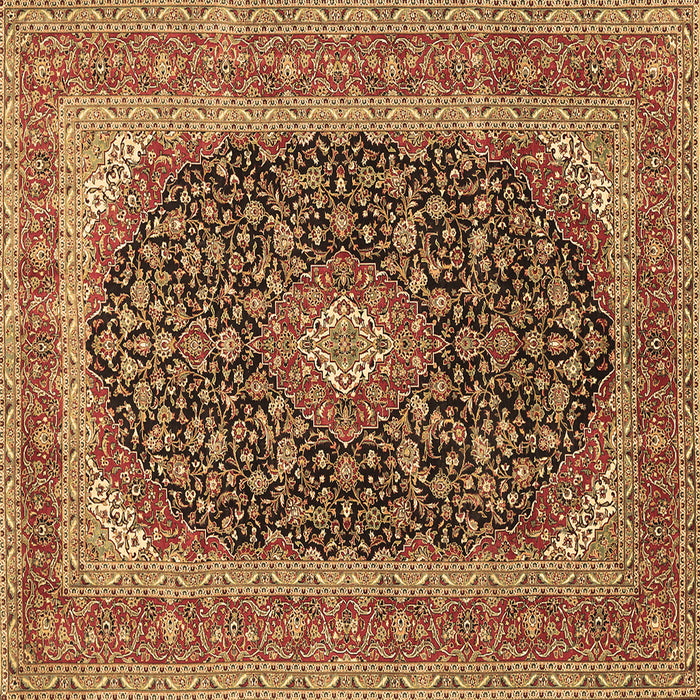 Square Machine Washable Medallion Brown Traditional Rug, wshtr417brn
