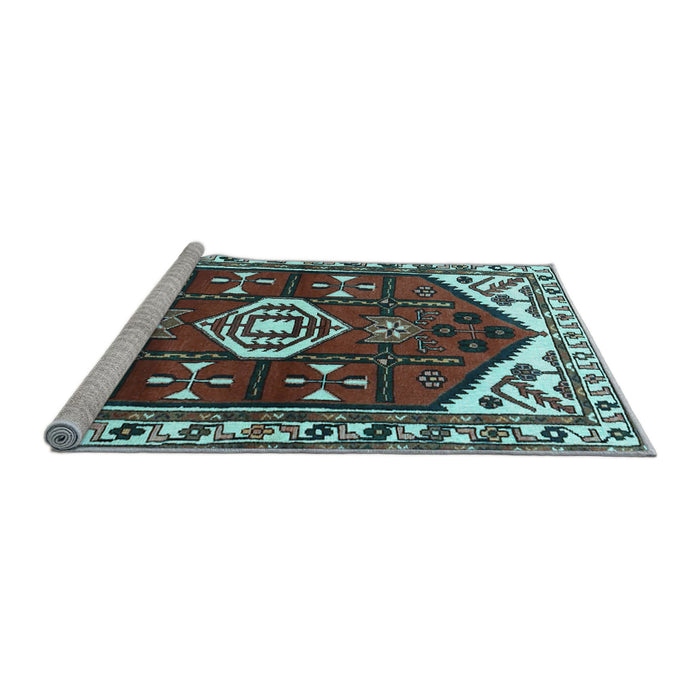 Sideview of Machine Washable Persian Light Blue Traditional Rug, wshtr4180lblu