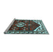 Sideview of Machine Washable Persian Light Blue Traditional Rug, wshtr4180lblu