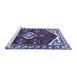 Sideview of Machine Washable Persian Blue Traditional Rug, wshtr4180blu