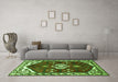 Machine Washable Persian Green Traditional Area Rugs in a Living Room,, wshtr4180grn