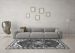 Machine Washable Persian Gray Traditional Rug in a Living Room,, wshtr4180gry