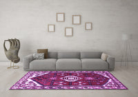 Machine Washable Persian Purple Traditional Rug, wshtr4180pur