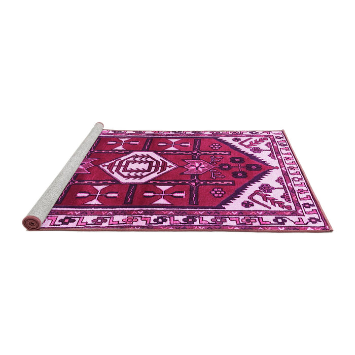 Sideview of Machine Washable Persian Pink Traditional Rug, wshtr4180pnk