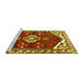 Sideview of Machine Washable Persian Yellow Traditional Rug, wshtr4180yw