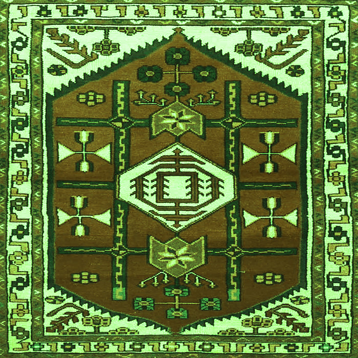 Round Machine Washable Persian Green Traditional Area Rugs, wshtr4180grn