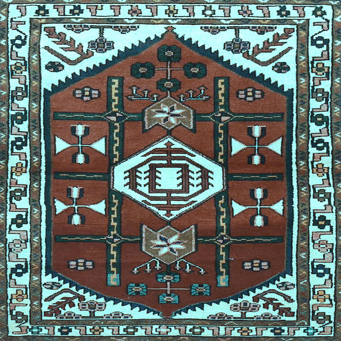 Square Machine Washable Persian Light Blue Traditional Rug, wshtr4180lblu