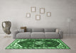 Machine Washable Persian Emerald Green Traditional Area Rugs in a Living Room,, wshtr4180emgrn