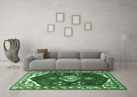 Machine Washable Persian Emerald Green Traditional Rug, wshtr4180emgrn