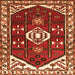 Round Machine Washable Persian Orange Traditional Area Rugs, wshtr4180org