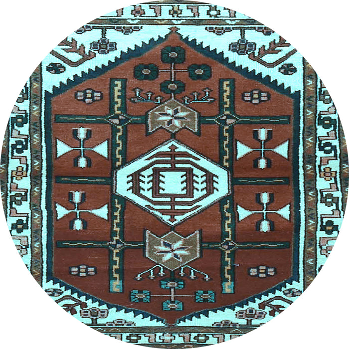 Round Machine Washable Persian Light Blue Traditional Rug, wshtr4180lblu