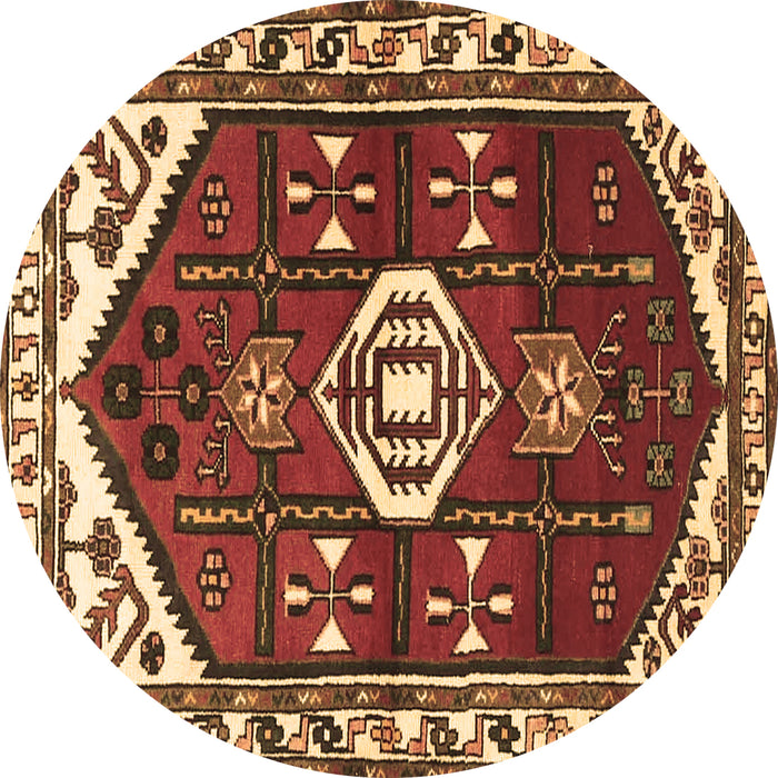 Round Persian Brown Traditional Rug, tr4180brn