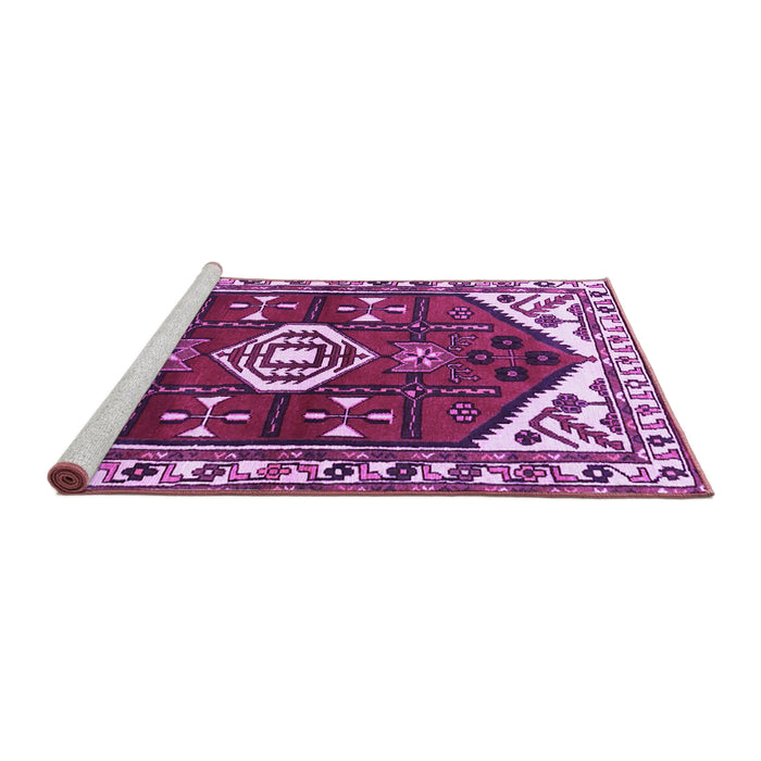 Sideview of Machine Washable Persian Purple Traditional Area Rugs, wshtr4180pur