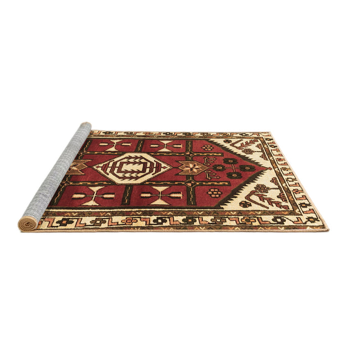 Sideview of Machine Washable Persian Brown Traditional Rug, wshtr4180brn