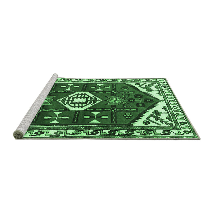 Sideview of Machine Washable Persian Emerald Green Traditional Area Rugs, wshtr4180emgrn