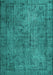 Machine Washable Persian Turquoise Traditional Area Rugs, wshtr4181turq