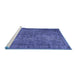 Sideview of Machine Washable Persian Blue Traditional Rug, wshtr4181blu