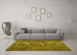 Machine Washable Persian Yellow Traditional Rug in a Living Room, wshtr4181yw