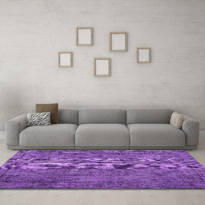Machine Washable Persian Purple Traditional Area Rugs in a Living Room, wshtr4181pur